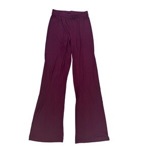Skims Ribbed Lounge Pants Oxblood Burgundy Wide Leg Modal Stretch Small